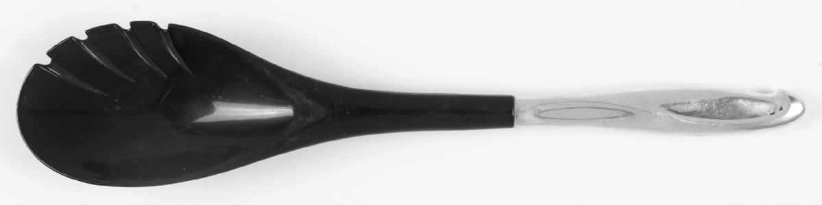 Silver Sculpture (Sterling, 1954) Salad Serving Fork with Plastic Prongs by Reed & Barton-1
