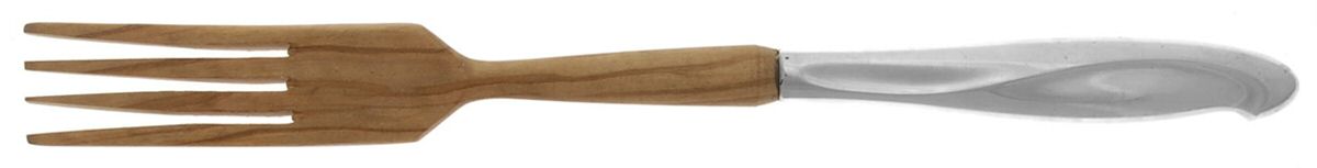 Silver Sculpture (Sterling, 1954) Salad Serving Fork with Wooden Prongs by Reed & Barton-1