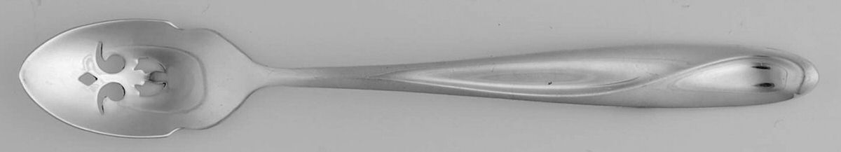 Silver Sculpture (Sterling, 1954) Short Handled Olive Spoon with Pierced Bowl by Reed & Barton-1