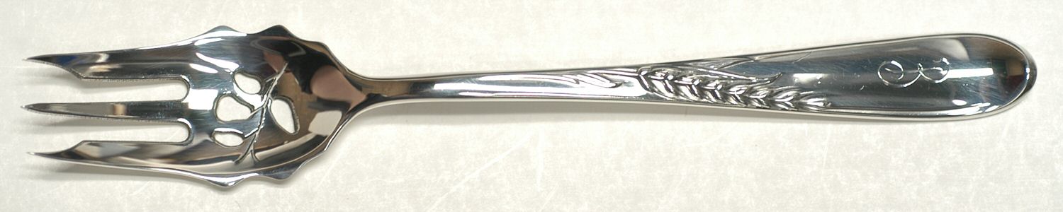 Silver Wheat (Sterling, 1952) Pickle Fork Pierced with Short Handle HC by Reed & Barton-1