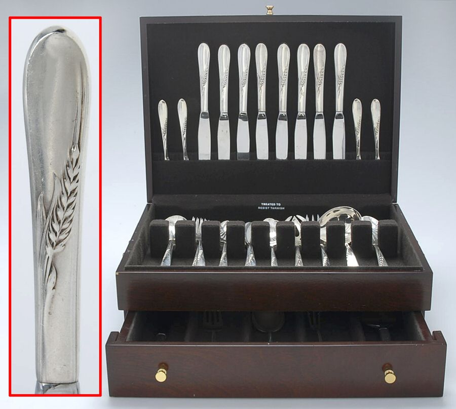 Silver Wheat (Sterling, 1952) 56 Piece Set by Reed & Barton-1