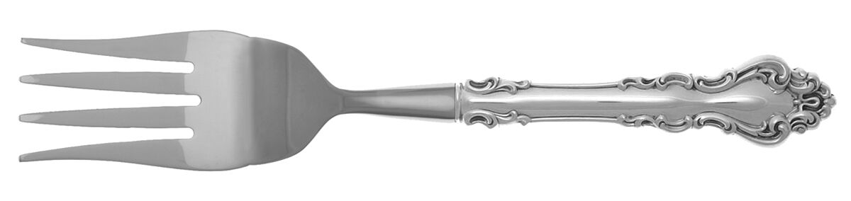 Spanish Baroque (Sterling, 1965) Cold Meat Fork Large, Stainless Tines HC by Reed & Barton-1