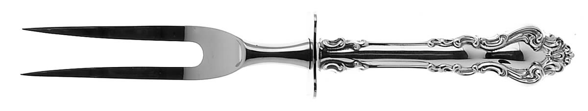 Spanish Baroque (Sterling, 1965) Small Steak Carving Fork with Stainless Prongs by Reed & Barton-1