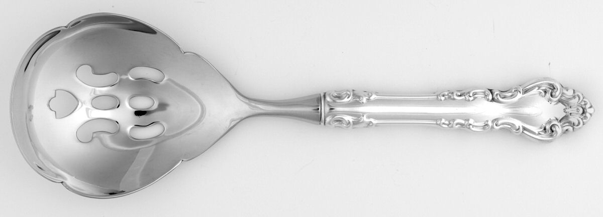 Spanish Baroque (Sterling, 1965) Pierced Serving Spoon with Stainless Bowl by Reed & Barton-1