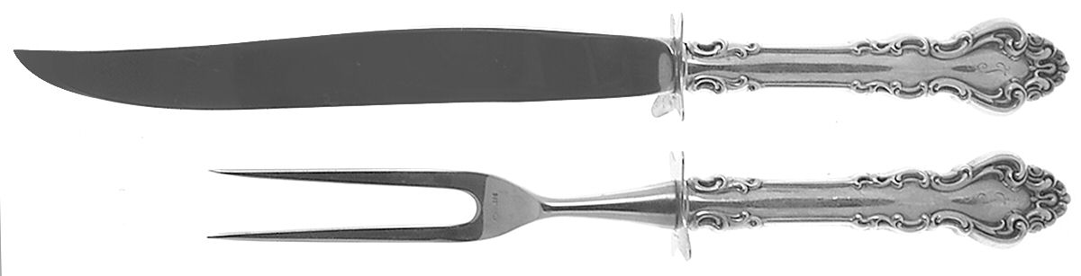Spanish Baroque (Sterling, 1965) Large 2-Piece Roast Carving Set w/ Stainless Blade by Reed & Barton-1