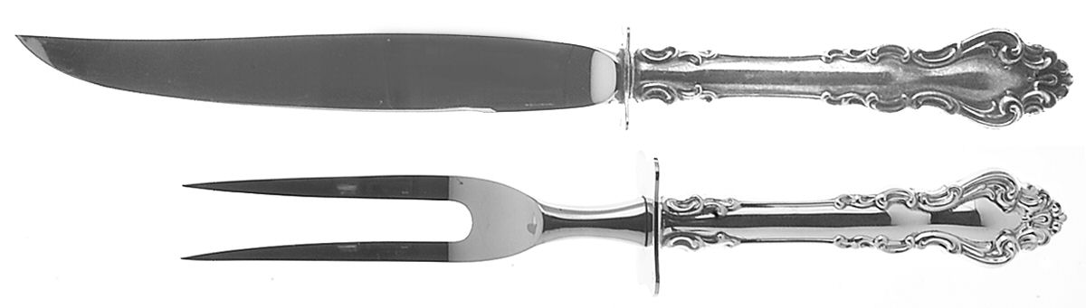 Spanish Baroque (Sterling, 1965) Small Stainless Blade 2-Piece Steak Carving Set by Reed & Barton-1
