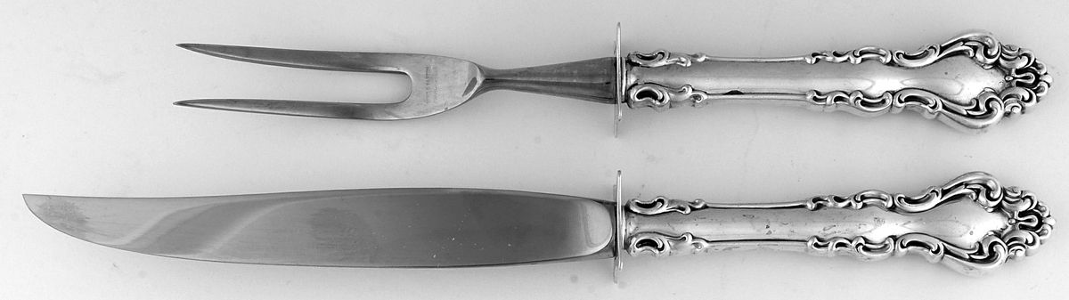 Spanish Baroque (Sterling, 1965) 2 Piece Small Carving Set W/ Sterling Guard by Reed & Barton-1