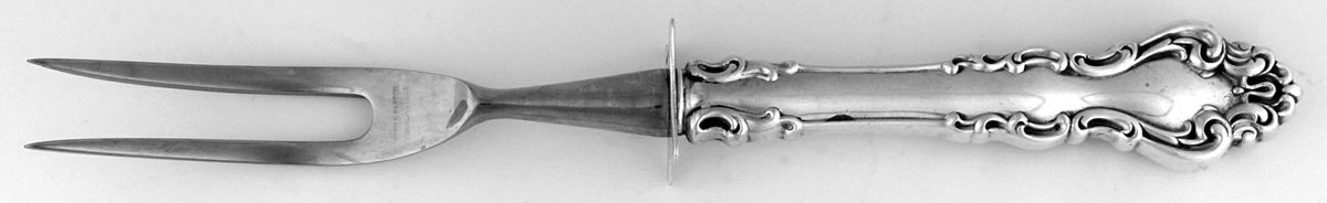 Spanish Baroque (Sterling, 1965) Small Carving Fork W/Sterling Guard by Reed & Barton-1