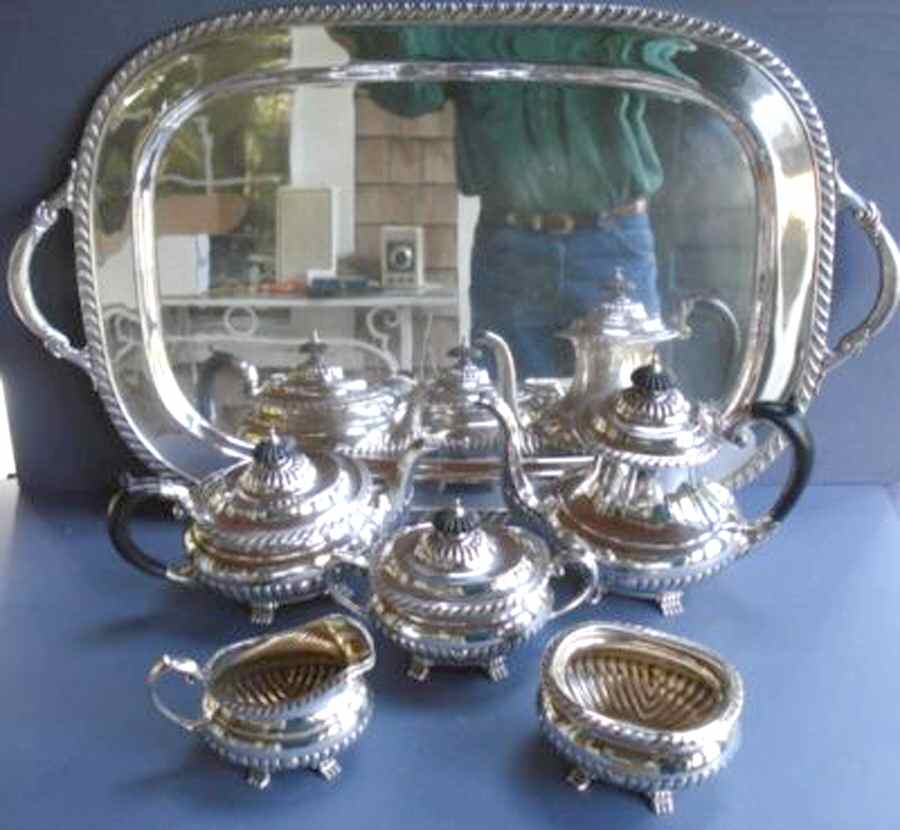 Stratford (Sterling, Hollowware) 6 Piece Tea Set (CPWH,TPWH, SCR, SSU, SWB, WTL) by Reed & Barton-1