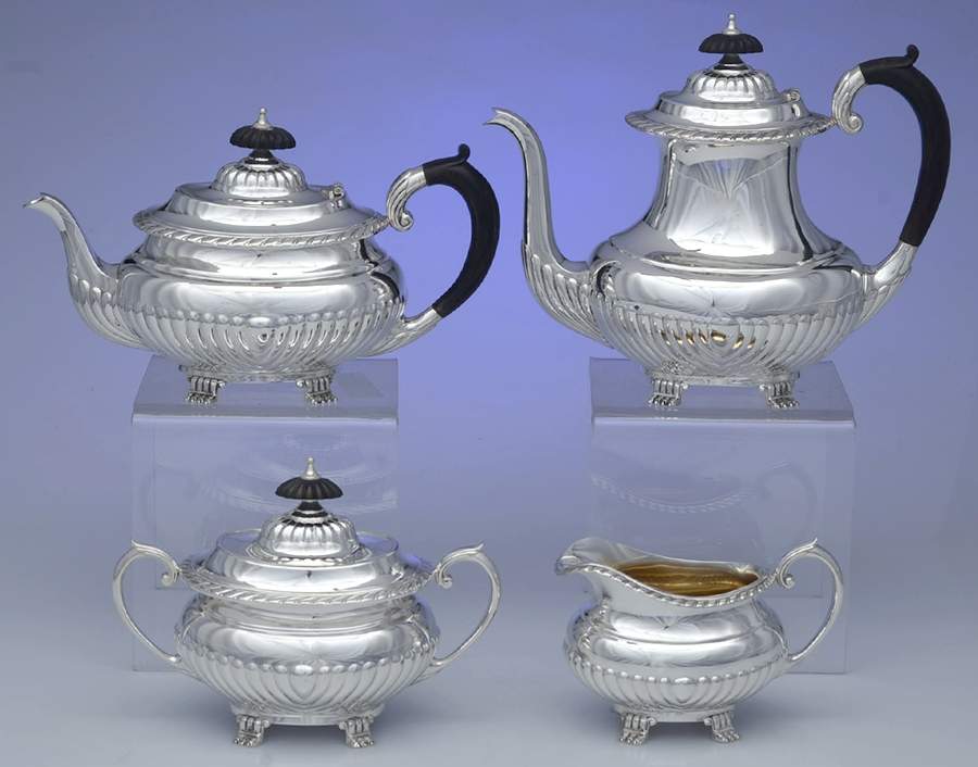 Stratford (Sterling, Hollowware) 4 Piece Tea Set (CPWH, TPWH, SCR, SSU) by Reed & Barton-1