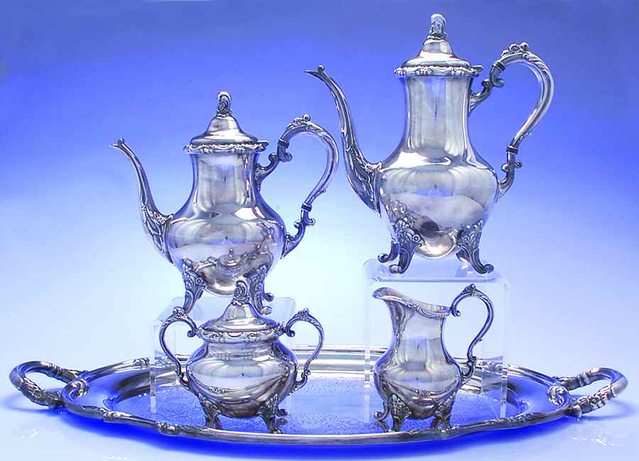 Tara Hall (Silverplate, Holloware) 5-Pc) Plated Tea Set (with 20" Comp Tray) by Reed & Barton-1