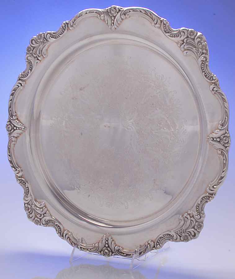Tara Hall (Silverplate, Holloware) Round Silverplate Tray by Reed & Barton-1