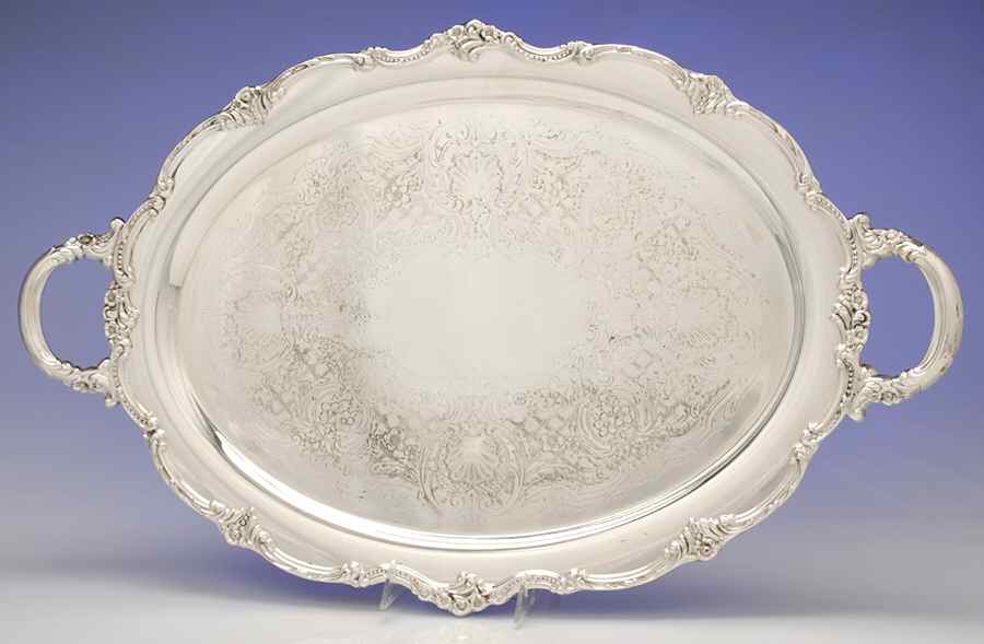 Tara Hall (Silverplate, Holloware) Large Silverplate Waiter Tray by Reed & Barton-1