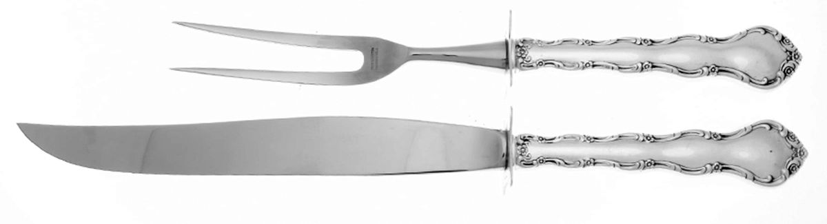 Tara (Sterling, 1955, No Monograms) Carving Set-2pc/Lg-Stnbl/Roast W/Sterling Guard by Reed & Barton-1