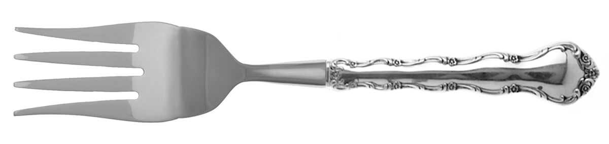 Tara (Sterling, 1955, No Monograms) Cold Meat Fork Large, Stainless Tines HC by Reed & Barton-1