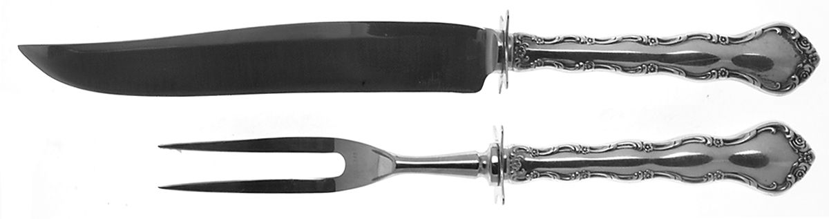 Tara (Sterling, 1955, No Monograms) 2 Piece Small Carving Set W/ Sterling Guard by Reed & Barton-1