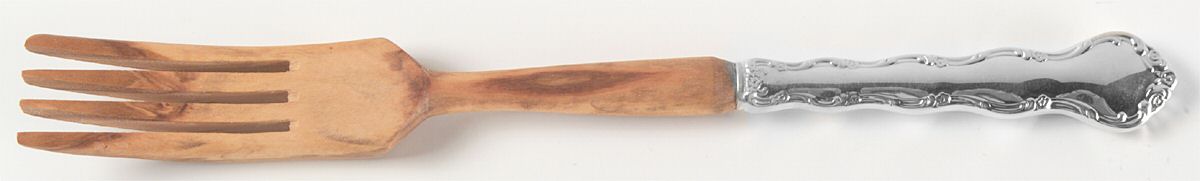Tara (Sterling, 1955, No Monograms) Salad Serving Fork with Wooden Prongs by Reed & Barton-1