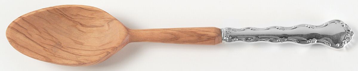 Tara (Sterling, 1955, No Monograms) Salad Serving Spoon with Wooden Bowl by Reed & Barton-1