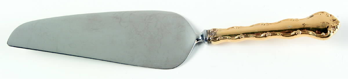 Tara Golden (Sterling, Gold Vermeil, 1955) Pie & Cake Server with Stainless Blade by Reed & Barton-1