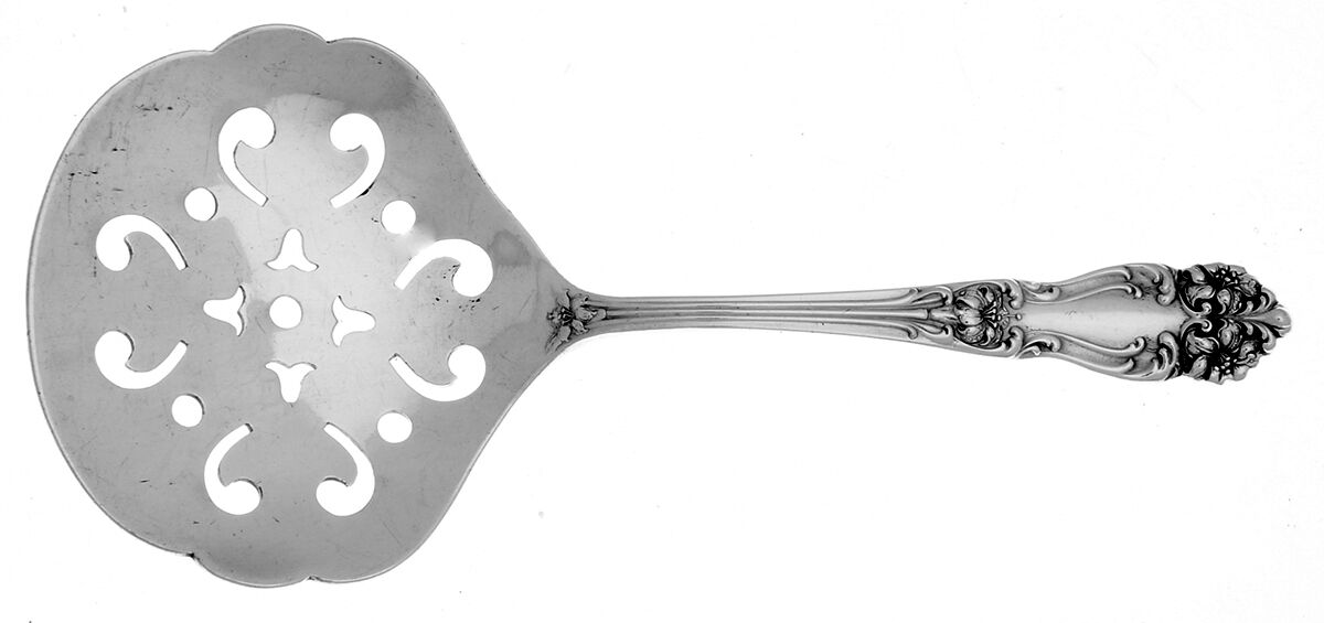 Tiger Lily (Silverplate, 1901) Solid Bon Bon Spoon with Pierced Bowl by Reed & Barton-1