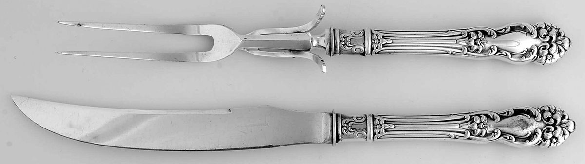 Tiger Lily (Silverplate, 1901) Small Silverplate Blade 2-Piece Steak Carving Set by Reed & Barton-1