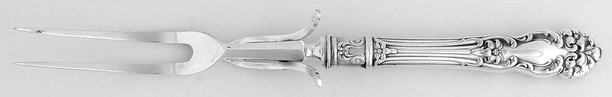 Tiger Lily (Silverplate, 1901) Small Steak Carving Fork, Silverplate Prongs by Reed & Barton-1