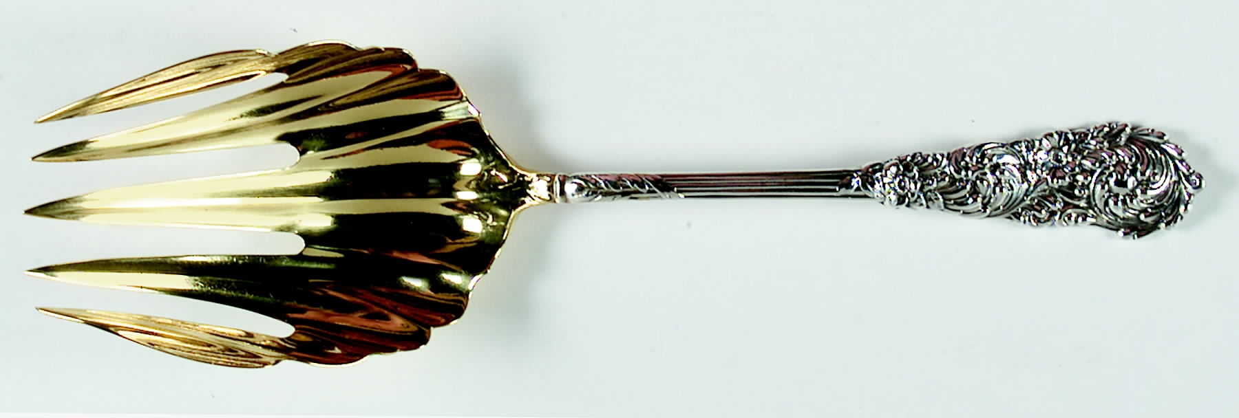 Trajan (Sterling, 1892) Vegetable Serving Fork (Solid) by Reed & Barton-1
