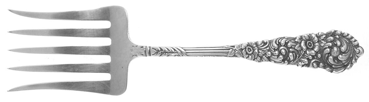 Trajan (Sterling, 1892) Large Solid Tined Sardine Serving Fork by Reed & Barton-1