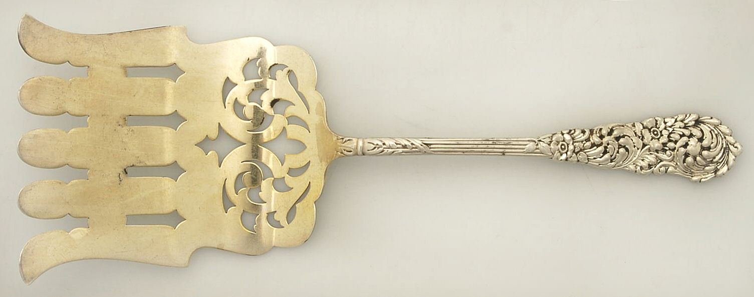 Trajan (Sterling, 1892) Large Solid Asparagus Serving Fork by Reed & Barton-1