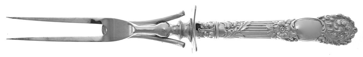Trajan (Sterling, 1892) Large Stainless-Prong Roast Carving Fork by Reed & Barton-1