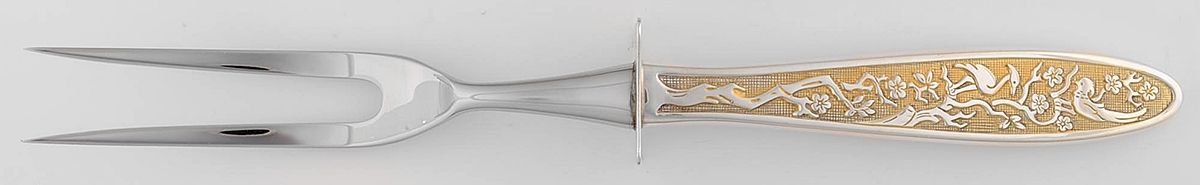 Tree of Life (Sterling, 1974) Large Stainless-Prong Roast Carving Fork by Reed & Barton-1