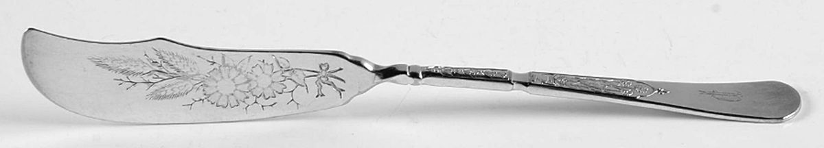 Unique (Silverplate, 1879) Flat Twisted Handle Master Butter Knife Bright Cut by Reed & Barton-1