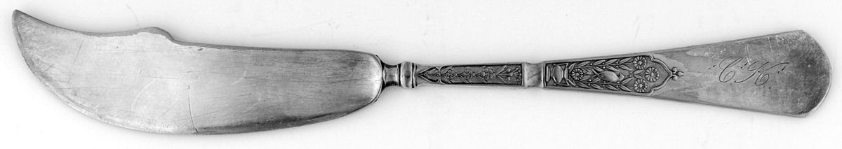 Unique (Silverplate, 1879) Monogramed Flat Handle Master Butter Knife by Reed & Barton-1