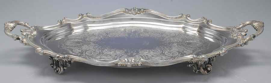 Victorian (Silverplate, Hollowware) Large Footed Waiter Tray by Reed & Barton-1