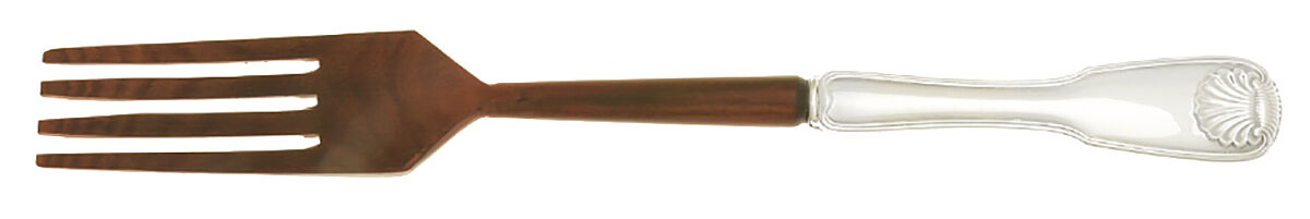 Winterthur (Silverplate, 1982) Salad Serving Fork with Wooden Prongs HC by Reed & Barton-1