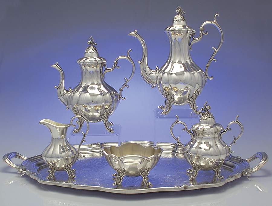 The Winthrop (Plain, Silverplate) 6-Piece Plated Tea Set (Waste & Tray) by Reed & Barton-1