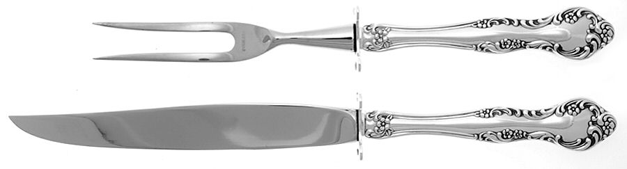 Wisteria (Silverplate, 1966) Small Stainless Blade 2-Piece Steak Carving Set by Reed & Barton-1