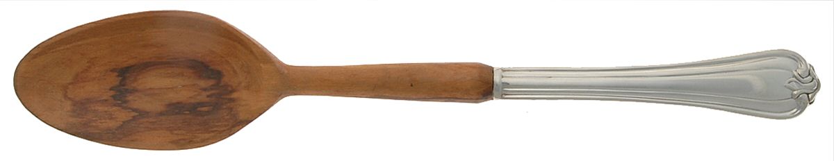 Woodwind (Sterling, 1986) Salad Serving Spoon with Wooden Bowl by Reed & Barton-1