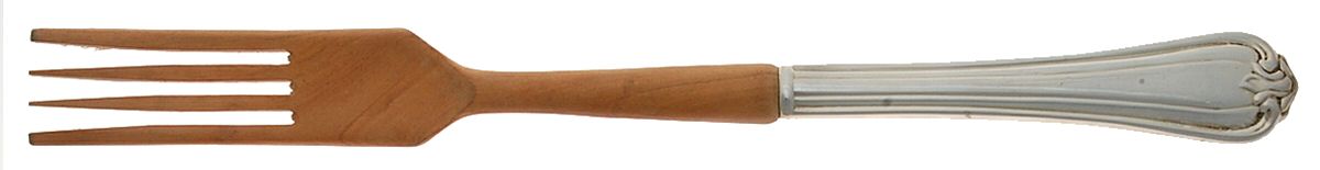 Woodwind (Sterling, 1986) Salad Serving Fork with Wooden Prongs by Reed & Barton-1
