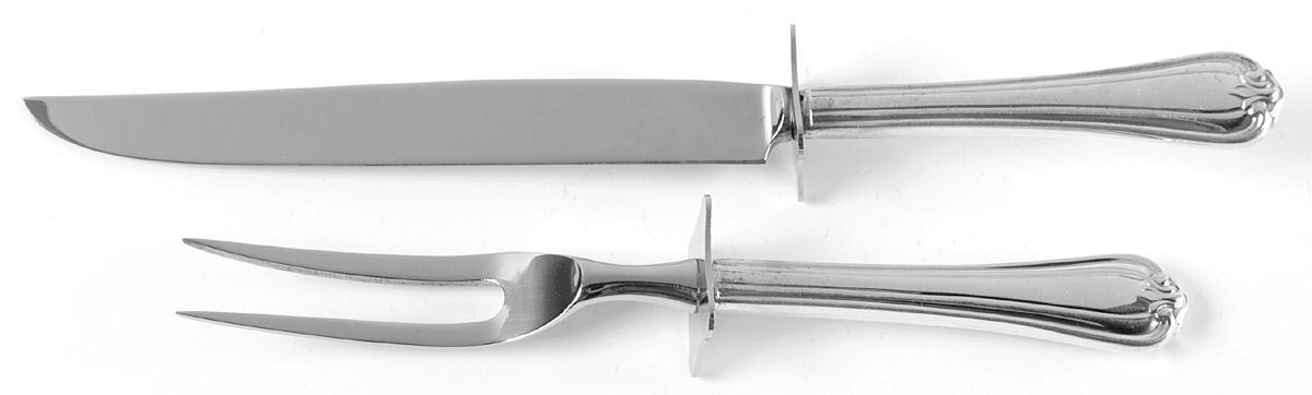 Woodwind (Sterling, 1986) Small Stainless Blade 2-Piece Steak Carving Set by Reed & Barton-1