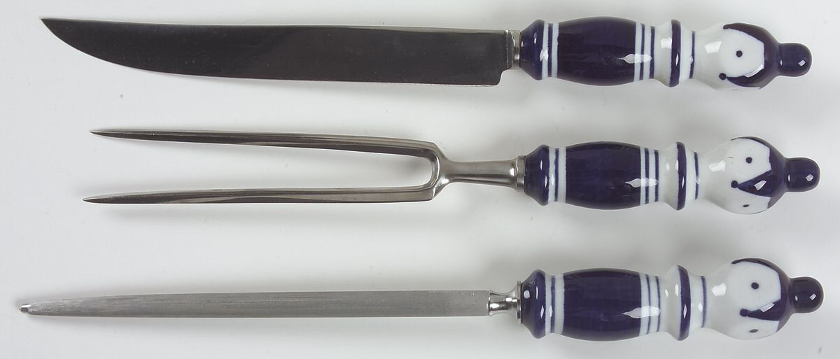 Grill-Blue (Stainless) Large 3-Piece Roast Carving Set w/ Stainless Blade by Rosenthal-1