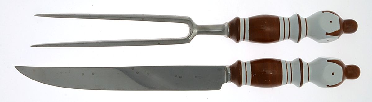 Grill-Brown (Stainless, Ceramic) Large 2-Piece Roast Carving Set w/Stainless Blade by Rosenthal-1