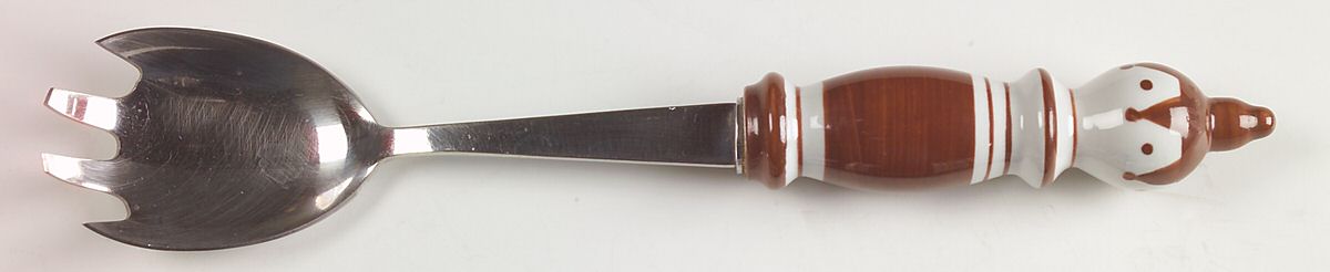 Grill-Brown (Stainless, Ceramic) Salad Serving Fork with Stainless Prongs by Rosenthal-1