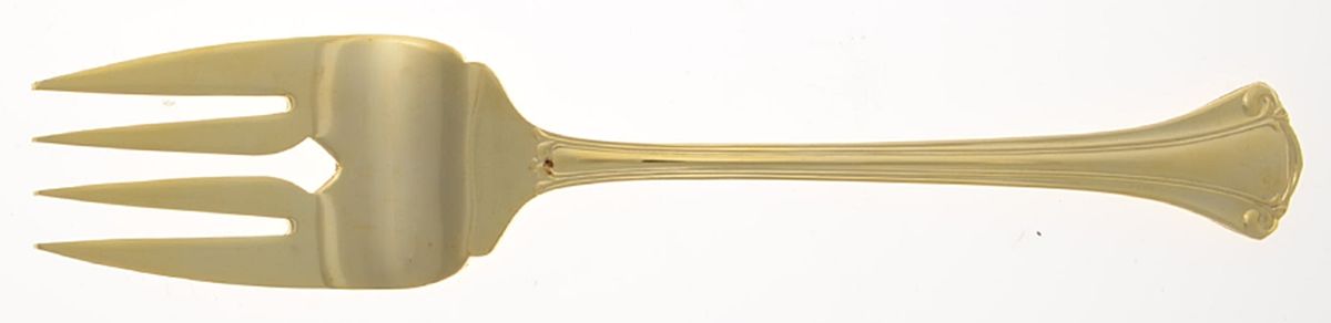 Golden Casino (Electroplate) Medium Solid Cold Meat Serving Fork by Royal Gallery-1