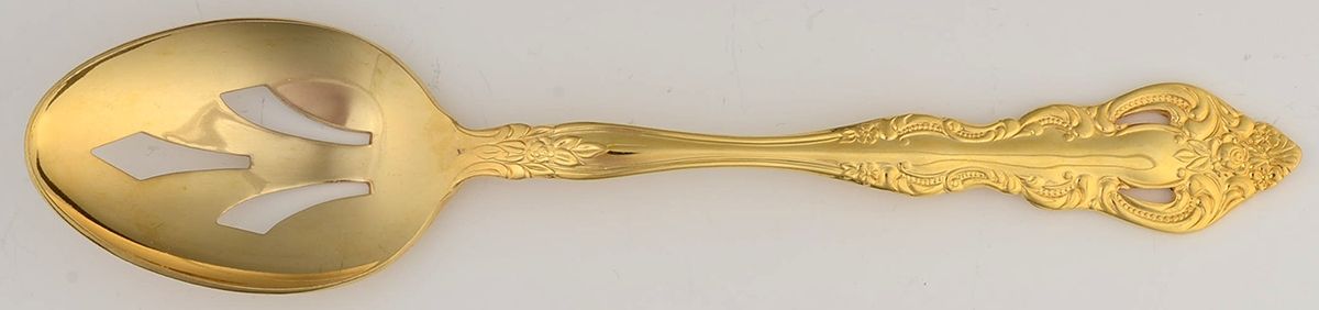 RGL3 (GOLD PLATE) Pierced Tablespoon (Serving Spoon) by Royal Gallery-1