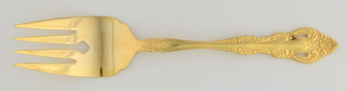 RGL3 (GOLD PLATE) Large Solid Cold Meat Serving Fork by Royal Gallery-1