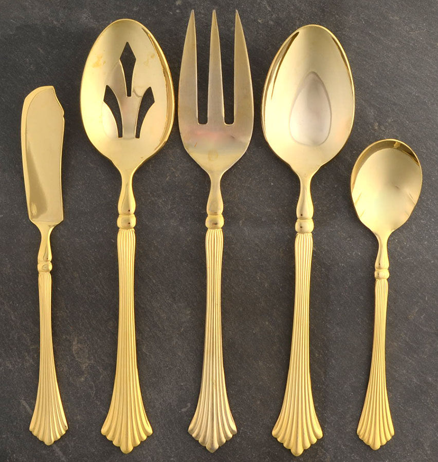 Spun Gold (Gold Electroplate) 5 Piece Hostess Set by Royal Gallery-1
