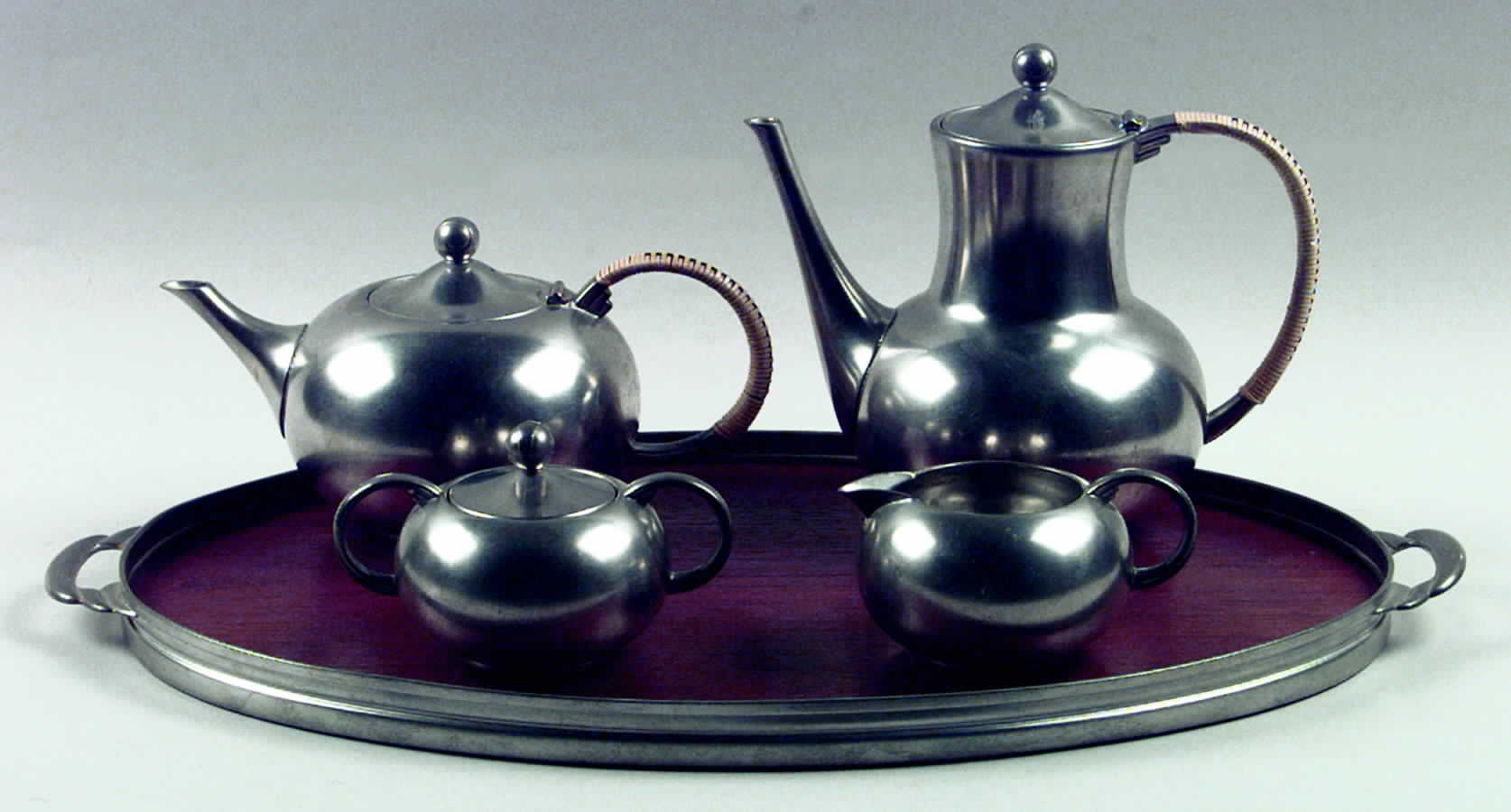 Pewter Hollowware 5 Piece Tea Set (with Tray) by Royal Holland-1