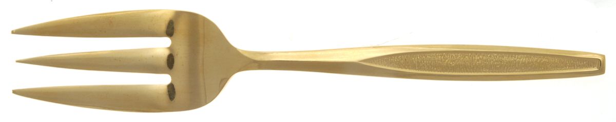Antigua Gold (Gold Electroplate) Medium Solid Cold Meat Serving Fork by Royalton-1