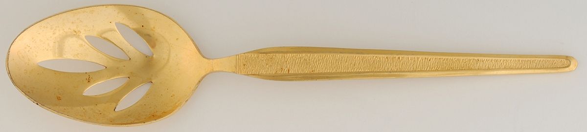 RLN8-GOLD (GOLD ELECTROPLATE) Pierced Tablespoon (Serving Spoon) by Royalton-1